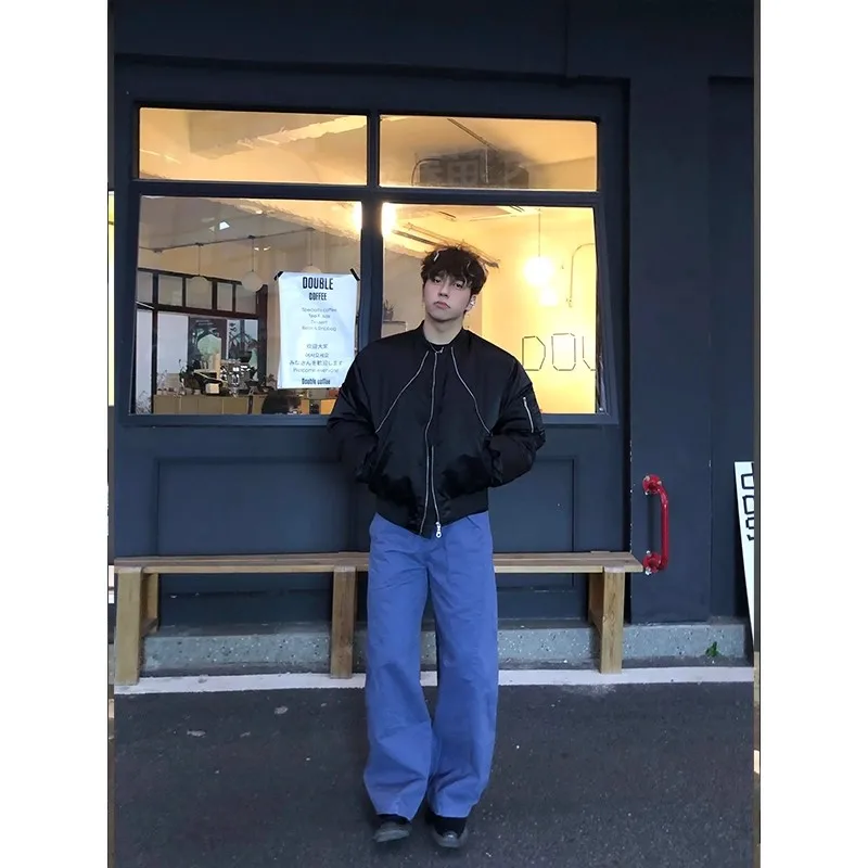 American High Street Bla Red Inner ort Bomber Cotton Jaet for Men Winter Thiened Flight Jaet Cotton Coat Outerwear