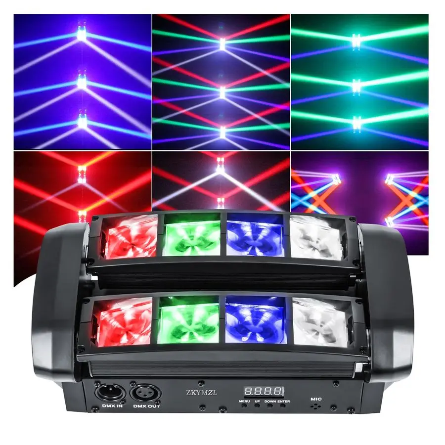 

RGBW Moving Head DJ Lights Светодиодное сценическое освещение Spider Beam со звуковой активацией и управлением DMX512 для вечеринок, диско-шоу, свадьбы