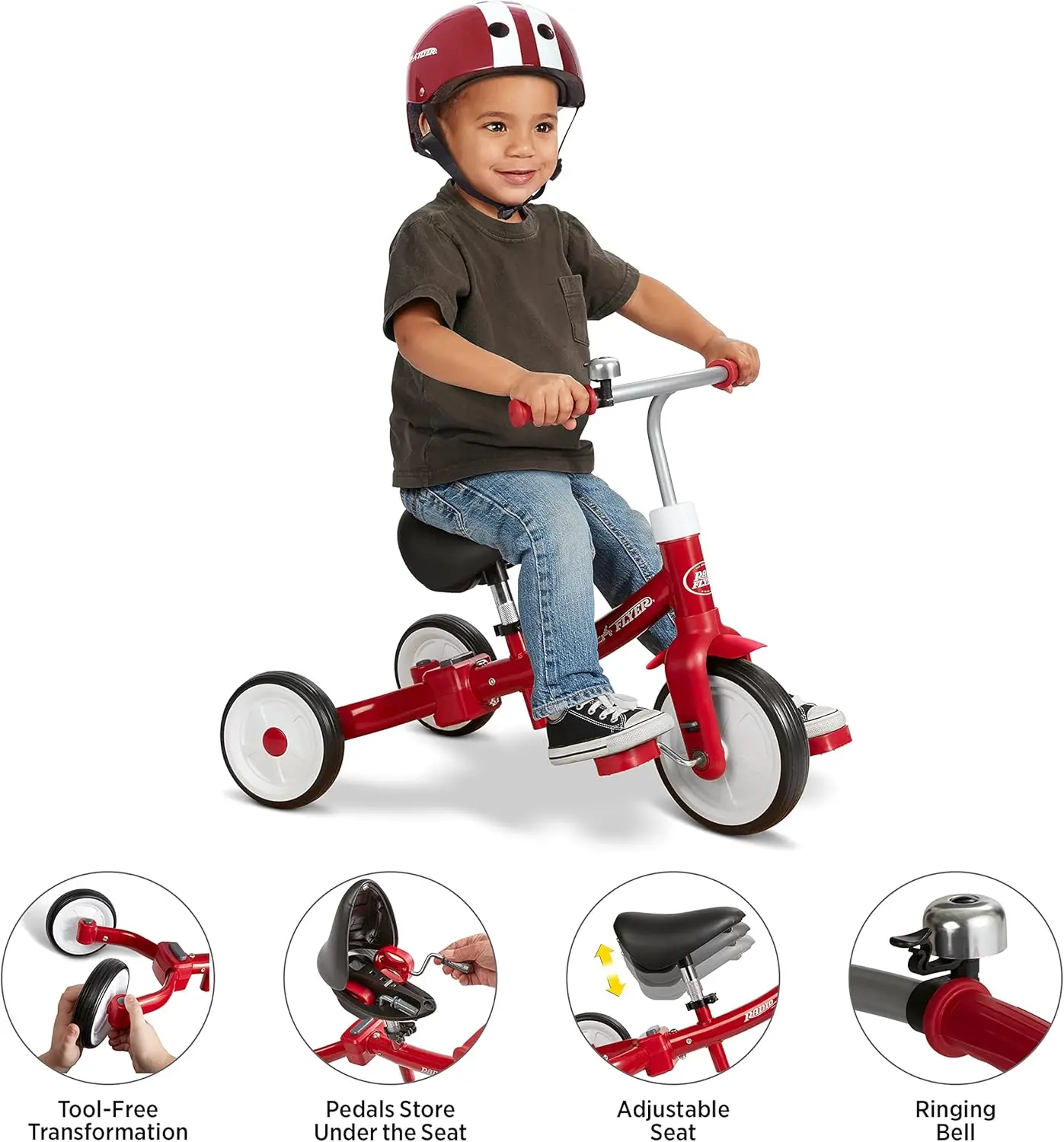 Trike Trike Trike dla małych dzieci, rowerek biegowy i jazda, w wieku 1-3 lat, duży, czerwony