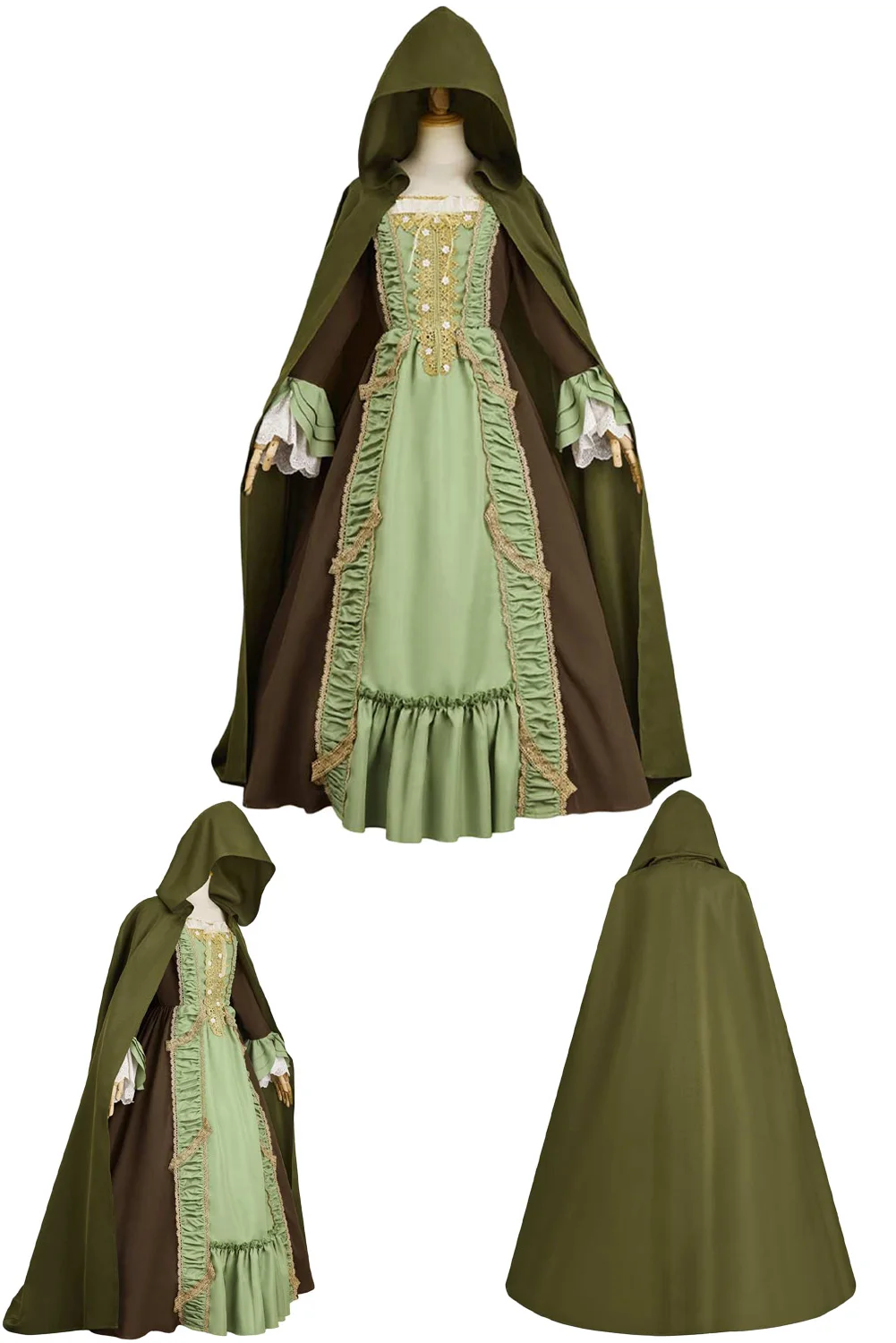 

Rio Vidal Cosplay Witch Dress Costume TV Dark Diary Witch Agatha Roleplay Green Gown Ball Cloak With Hat Women Halloween Suits