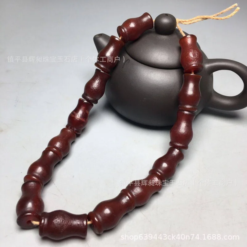 Reflow Fenghua Agate High Oil Old Patina Calcification Horseshoe Pattern Bracelet Necklace Loose Beads