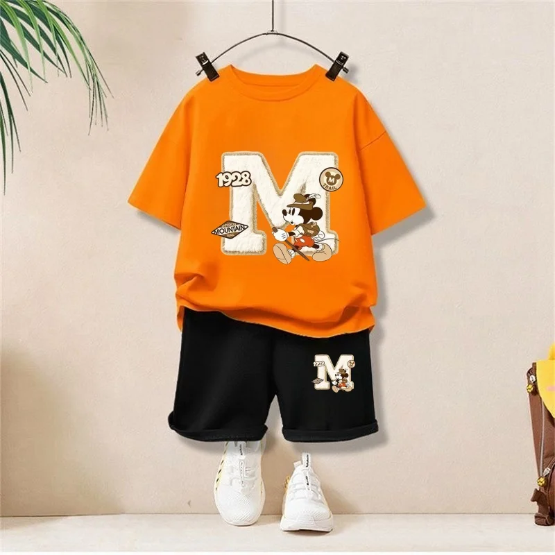 

Summer Baby Girl Boy Clothes Set Children Disney Mickey Printing T-shirt and Short Two Pieces Suit Kid Shorts Sleeve Tracksuit