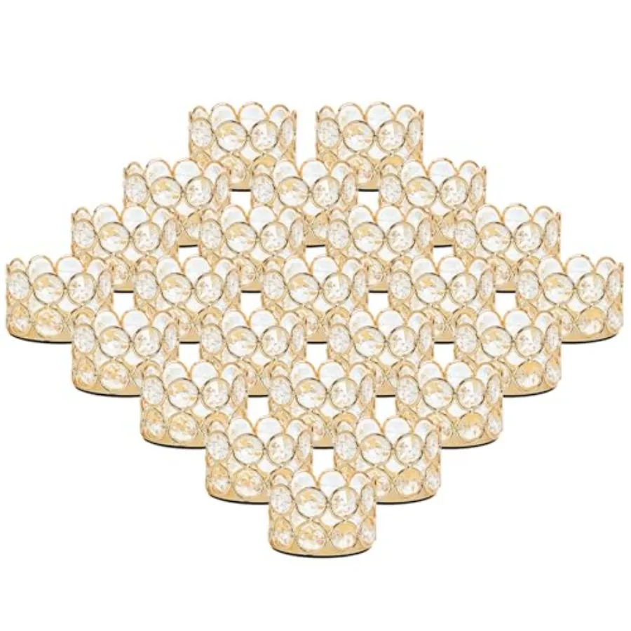 

Crystal Gold Votives Candle Holder Elegant Decorative Tealight Candle Holders for Weddings, Parties, Chirstmas, Gifts, Home Dec
