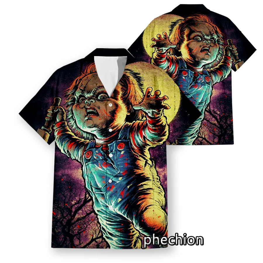 

Hot Selling Child's play Horror Chucky Print Shirt 3D Summer Men's Personality Hawaiian Shirt Fashion Casual Short Sleeve Blouse