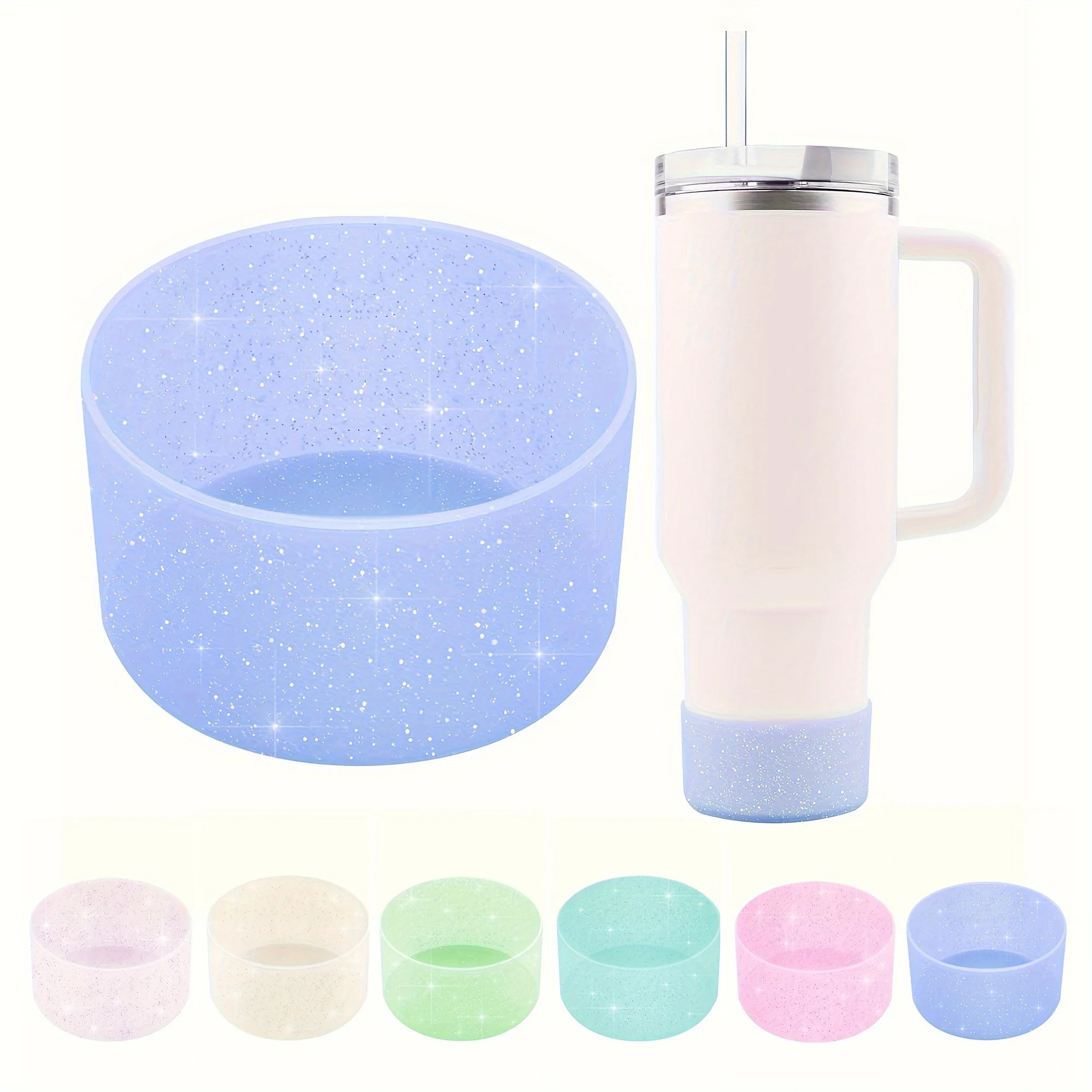 1 capa protetora de silicone brilhante, capa protetora de silicone antiderrapante, acessório protetor de fundo para garrafa de água, adequado para garrafas de água de 20-40 onças, protege sua garrafa de água contra arranhões e amolgadelas.