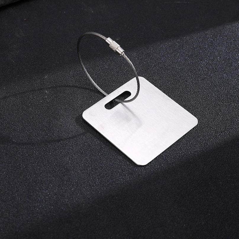 Custom Name Luggage Tag Laser Engraving Labels Anti-lost Travel Accessories Stainless Steel Personalized Text Suitcase Tag view 5
