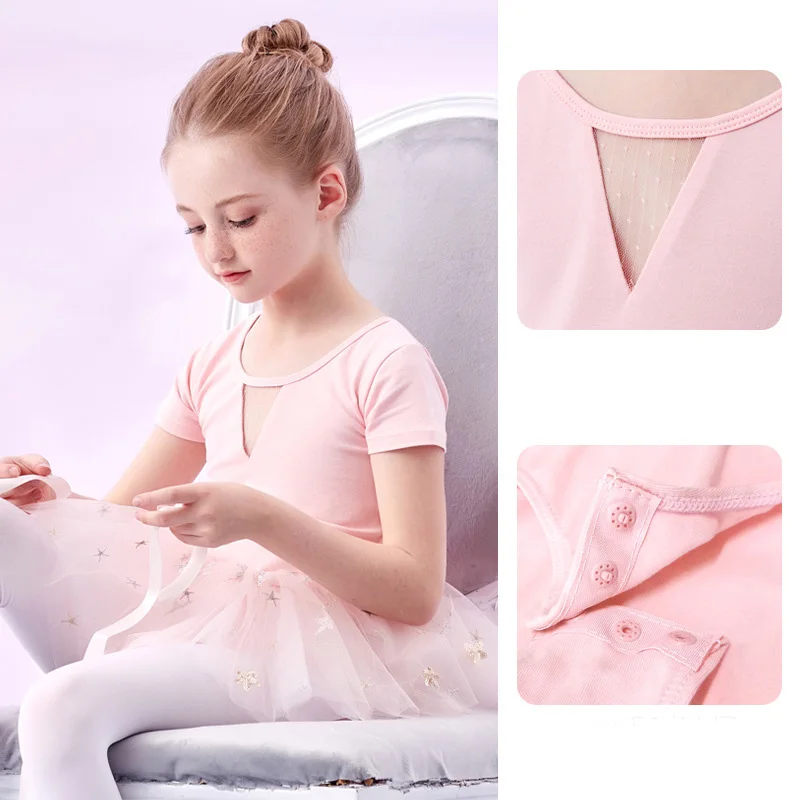 CLYFAN Ballet skirt for girls Dance wear tutus dress clothes for Kids women Leotard Short Sleeve Cotton Costumus dancing Dance