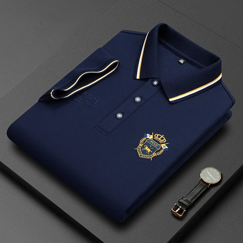 

2025 Hot Selling Young Men's Embroidered Iron Free Polo Shirt, Summer Short Sleeved Top, High-quality Casual Business T-shirt