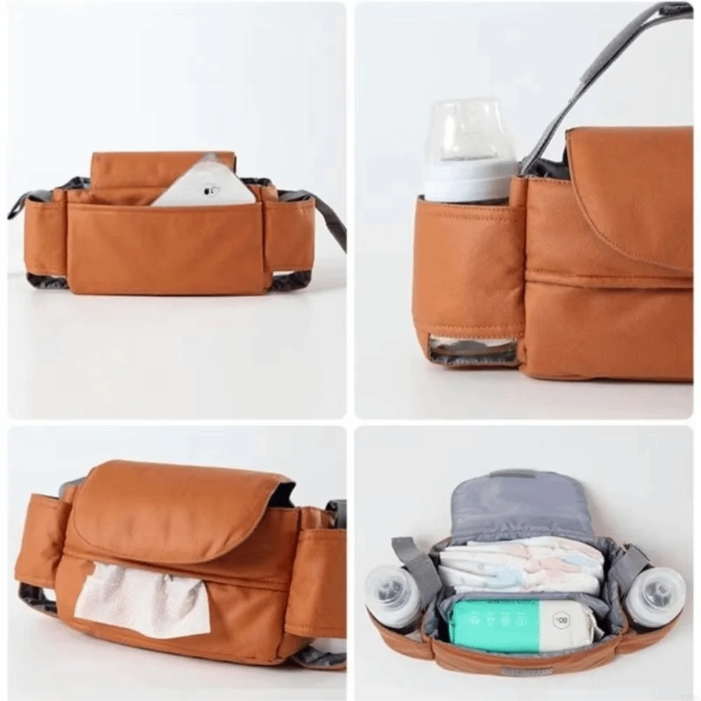 

Large Capacity Baby Pram Organizer Detachable Design Multifunctional Stroller Hanging Bag Solid Color Insulated Pocket