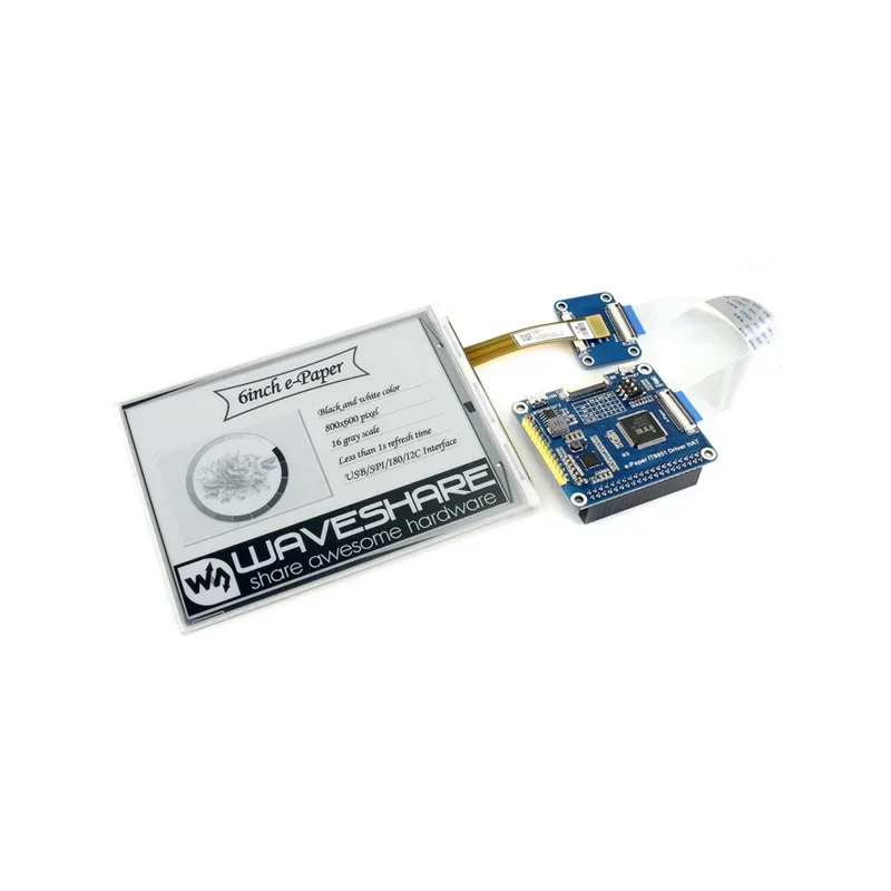 5V 6inch SPI e paper eInk ePaper screen display hat kit for RPI Raspberry Pi Zero 2 WH 3B 3 Model B plus 4, grayscale 16