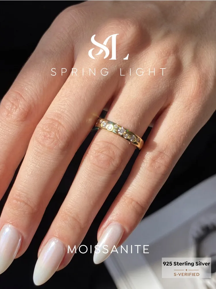 Real Round Moissanite Diamond with Certificate Rings for Women Engagement Anniversary 925 Sterling Silver Fine Jewelry view 3