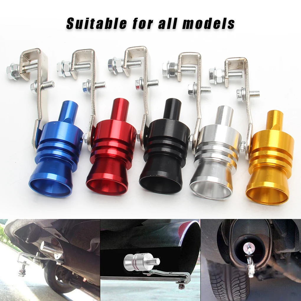 2 × صمام نفخ، صفارة الضوضاء، محاكي كاتم صوت توربو، طرف سيارة XL فضي