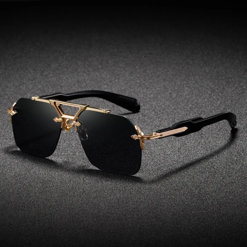 Luxury Brand Classic Square Rimless Sunglasses Men Women Retro Vintage Punk Sun Glasses Oversized Shades Metal Frame Eyewear