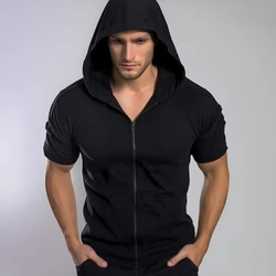Giacche con cappuccio da uomo manica corta moda Casual