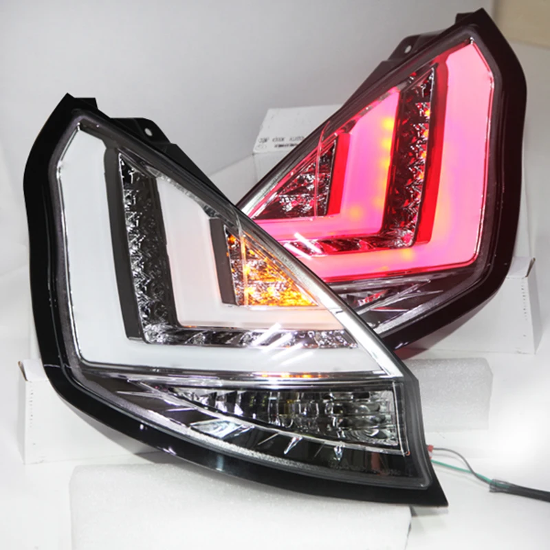 1 Set LED Taillights For Ford Fiesta Rear Back Lamp Chrome 2009-2013 Year Hatchback Car