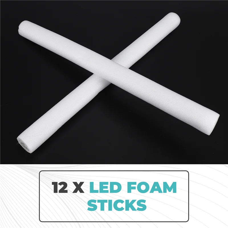 AF95-12Pcs أعواد إسفنجية مضيئة، عصي رغوة LED متوهجة مع 3 أوضاع تأثير وامض للحفلات والحفلات الموسيقية والمناسبات