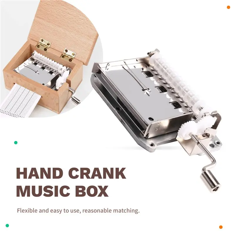 A67P-DIY 30 Note Tape Hand Crank Music Box Movement Hole Puncher 20 Papar Tapes