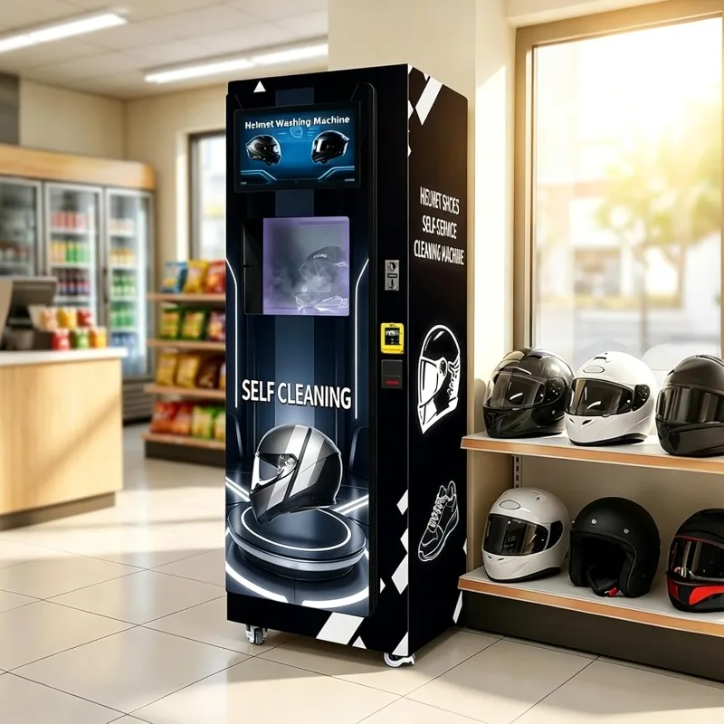 

Customized Commercial Smart Self Service Helmet Cleaner Dryer Equipment with Card Reader Cashless Payment Touch Screen