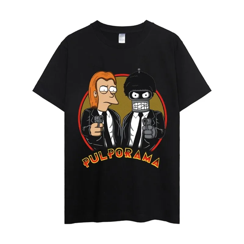 Cartoon F-Futuramas T Shirt Men Couple Combination Clothes Short Sleeve Collar Fashion Woman Cotton