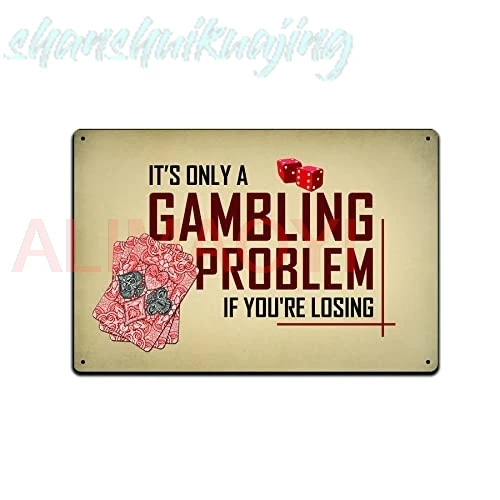 JP's Parcels Tin Signs Poker Wall Decor - Metal Sign for Man Cave Bar Card Game Room 12 x 8 in. It's Only A Gambling Pro sign