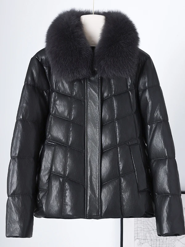 2025 invierno nueva llegada mujer ort cuero abajo Jaet piel de oveja cuello Faionable cálido Thiened abrigo largo Sve