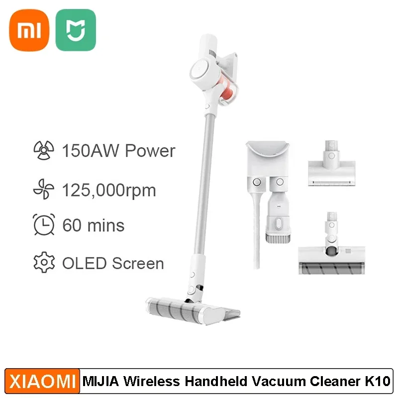 

XIAOMI MIJIA Wireless Handheld Vacuum Cleaner for Home K10 Car Household Sweeper 170AW Cyclone Suction Multifunctional Brush