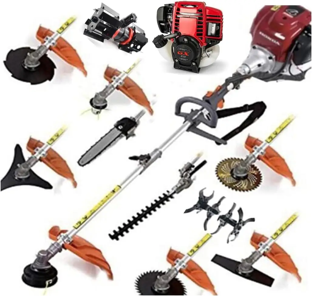 

GX35 12 in 1 Trimmer Pole Saw Petrol String Trimmer rototiller Brush Cutter 4 Stroke Combo