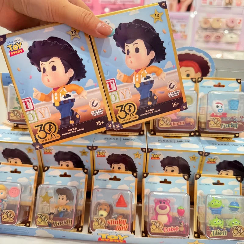 

Miniso Blind Box Disney Pixar Story Play Heart Toy Buzz Lightyear Fridge Sticker Collectible Unlimited Hanging Card Kids Gifts