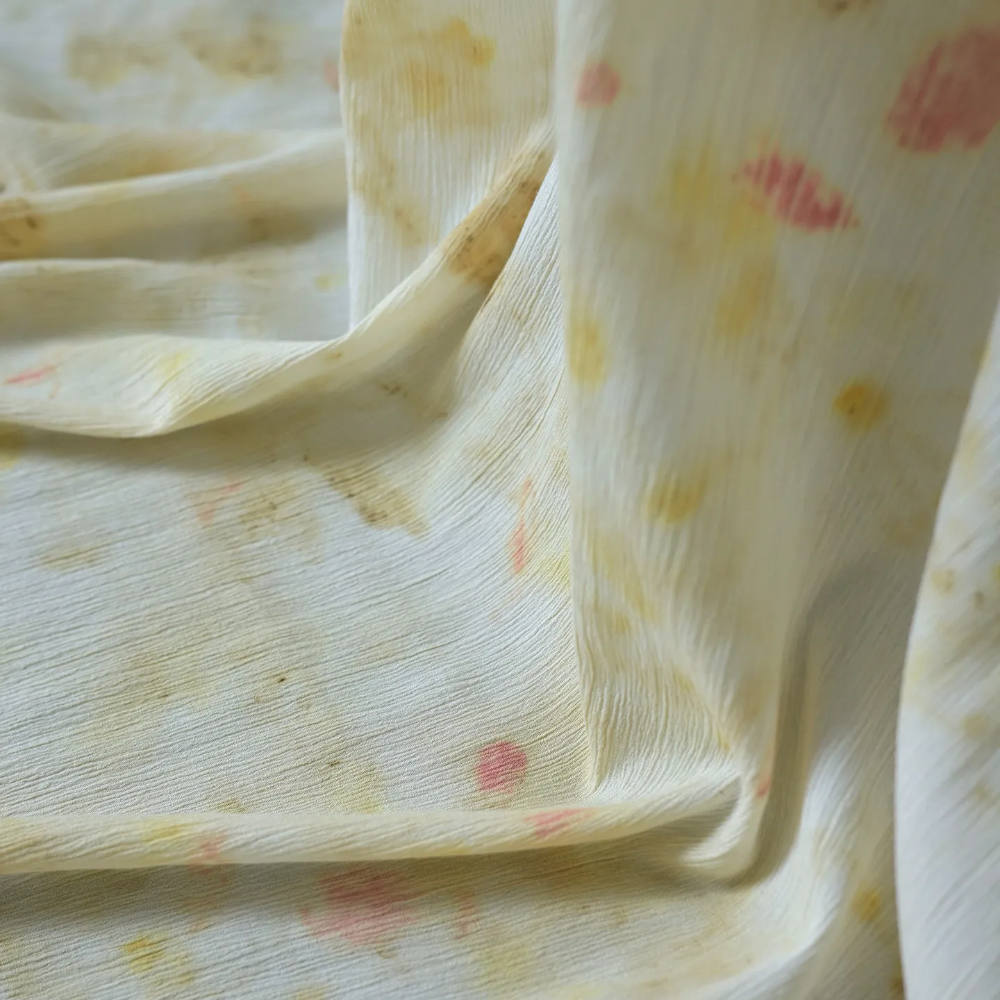 Handmade Plant Grass and Wood Dyed Silk Stretch Champray Spring and Summer Floral Skirt Designer Surface Fabric