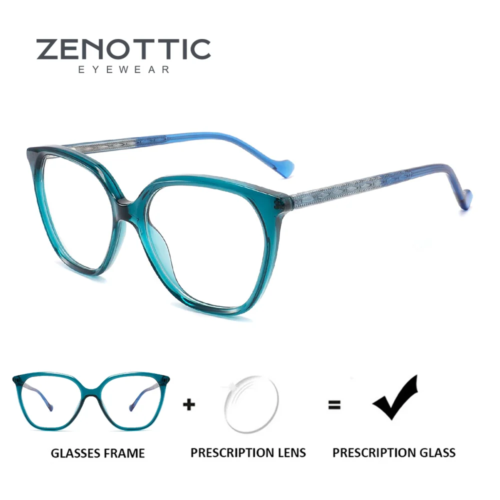 ZENOTTIC Modish Acetate Prescription Glasses For Women Stylish Cat Eye Anti Blue Light Progressive/Photochromic Optical Eyeglass
