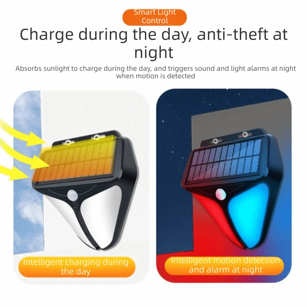 Waterproof Solar Alarm Light Human Infrared Detection 4 Modes Outdoor Security Flash Light Sound and Light Warning