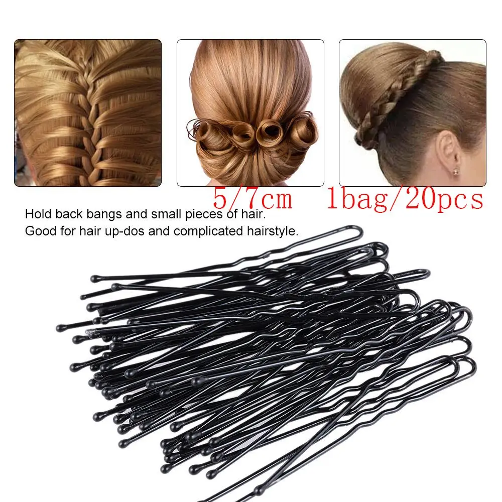 20PCS/PACK U Shaped Hairpin Waved Hair Clips Bobby Pins 5/7cm Metal Barrette Women Headwear Bridal Hairstyle Tool