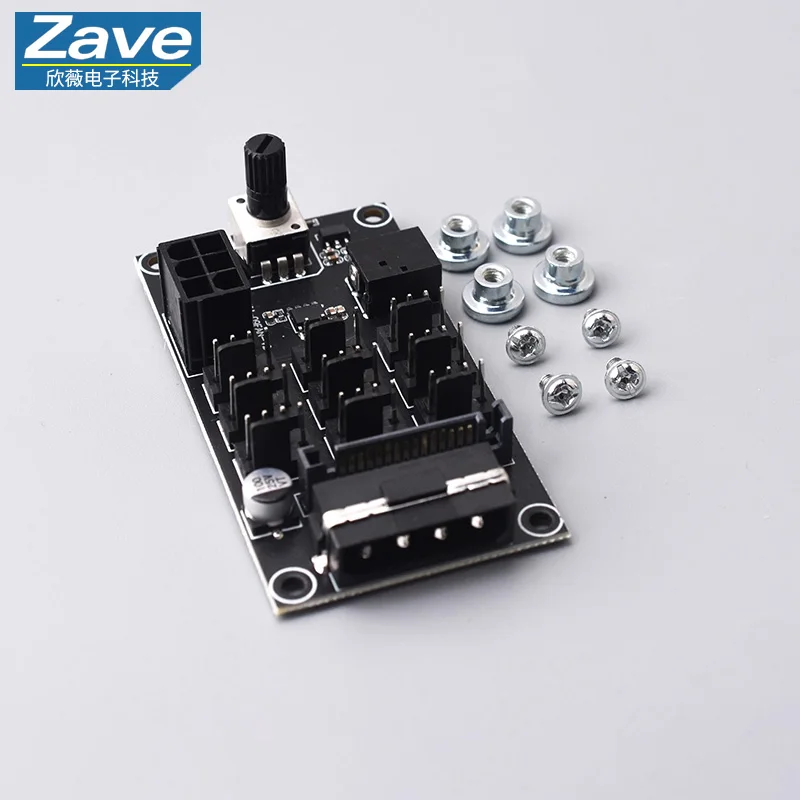 High-Power Fan PWM 4-Wire 12V Speed Controller, 9-Channel High-Power PC Controller with Noise Reduction (SATA Version)