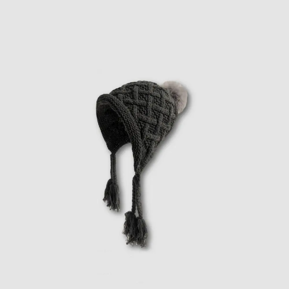 

Высококачественная осенне-зимняя вязаная шапка с кисточками и ушками, теплая, ветрозащитная, для защиты ушей, для улицы, в стиле принцессы, для детей