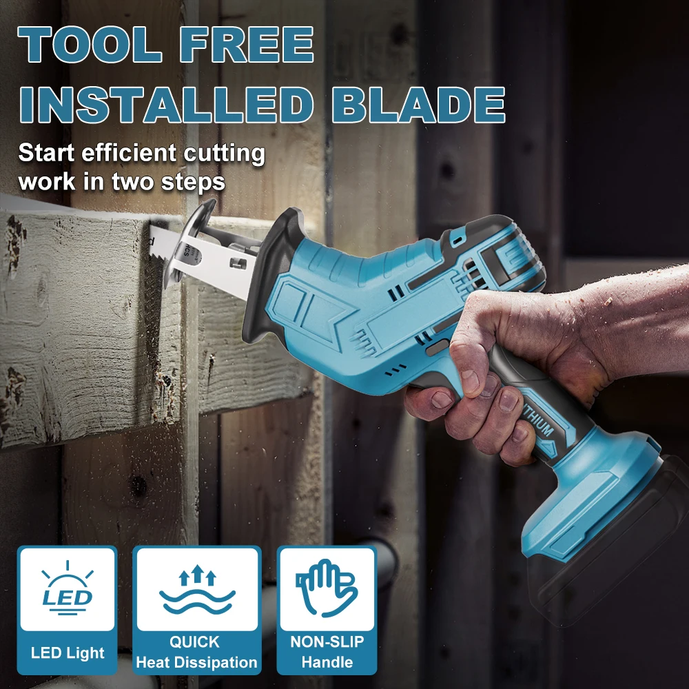 Makita – scie alternative sans fil, vitesse réglable avec lames de scie pour bois, métal, PVC, outil électrique de coupe de tuyaux, batterie 18V