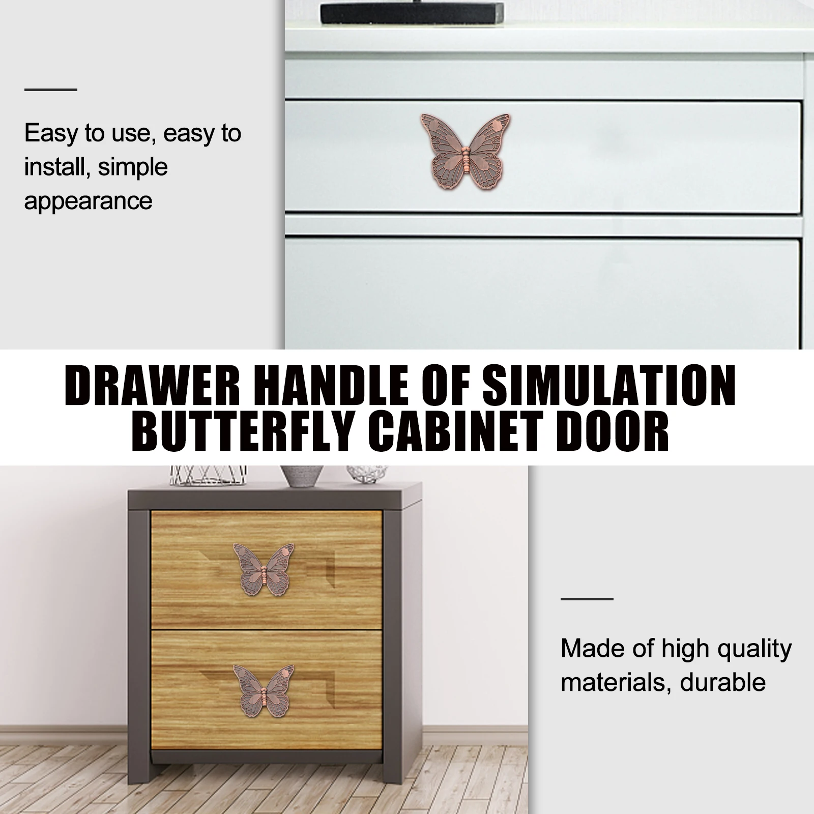 

4Pcs Vintage Butterfly Pull Handles Durable Zinc Alloy Cabinet Drawer Cupboard Dresser Furniture Retro Style Door Handle