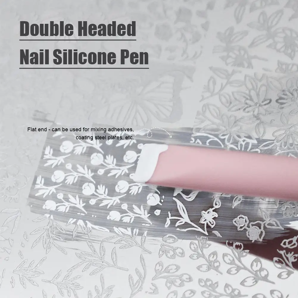 Nail Art Double-head Silicone Pen, Smudge, Powder, Point Drill Multi-purpose Silicone Pen DIY Nail Tool For Resin Silicone Brush