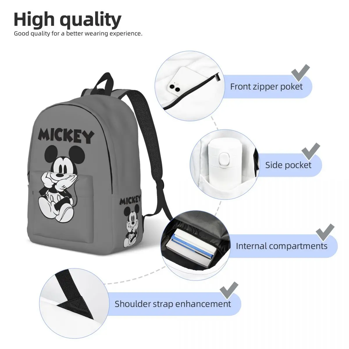 Disney-mochila de Mickey Mouse para niños, accesorios para preescolar, guardería, escuela, estudiante, mochila para niños, mochila para niños, mochila para exteriores