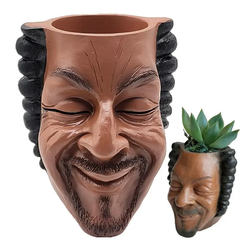 

Face Planterss Flower Pots Novelty Head Face Planter Human Smile Face Planter Pot Pen Pencil Holder Desktop Home Garden Decor