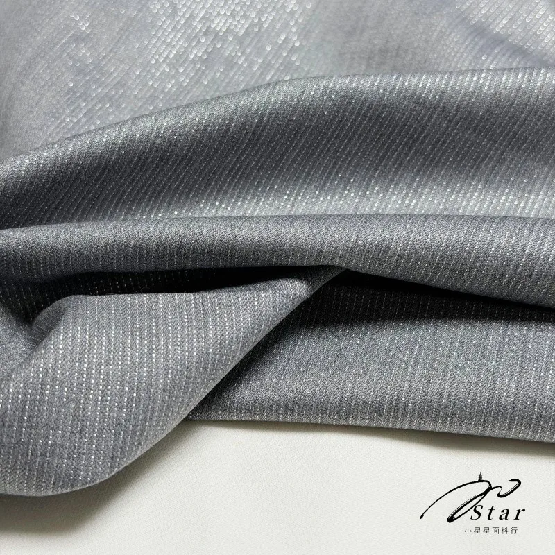 Suit Fabric Imported Grey Fine Glitter Fine Spun Pure Wool Elastic for Blazer Vest Autumn Winter Coat Fabric for Sewing