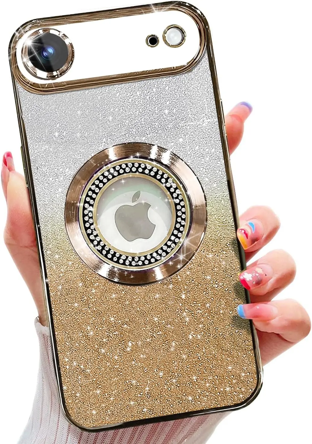 

Magnetic Glitter Case for iPhone Air, Compatible with MagSafe, Full Protection Slim Shockproof with Camera Lens Protector Gold