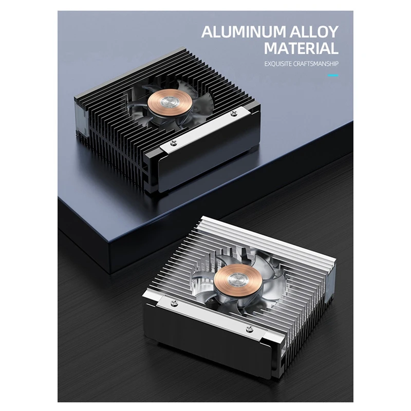 مبرد المبرد SSD S50 M.2 2280 قطع غيار مروحة ARGB Dual PWM ذات المرآة العلوية باللون الأسود