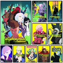 1PC Anime Cyberpunk Edgerunners Posters Poster Self-adhesive Art Waterproof Paper Sticker Coffee House Bar Room Wall Decor