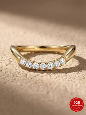 925 Sterling Silver U Shape Minimalism Fashion Zircon Ring For Women Anniversary Party Daily Wear High Quality Fine Jewelry