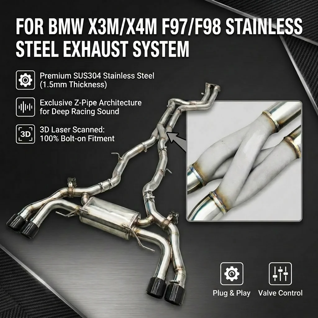 

Custom Catback Muffler With Z Pipes For BMW X3M/X4M F97/F98 3.0T 2019-2023 Dynamic Sound Valvetronic Exhaust System SUS304 Pipe