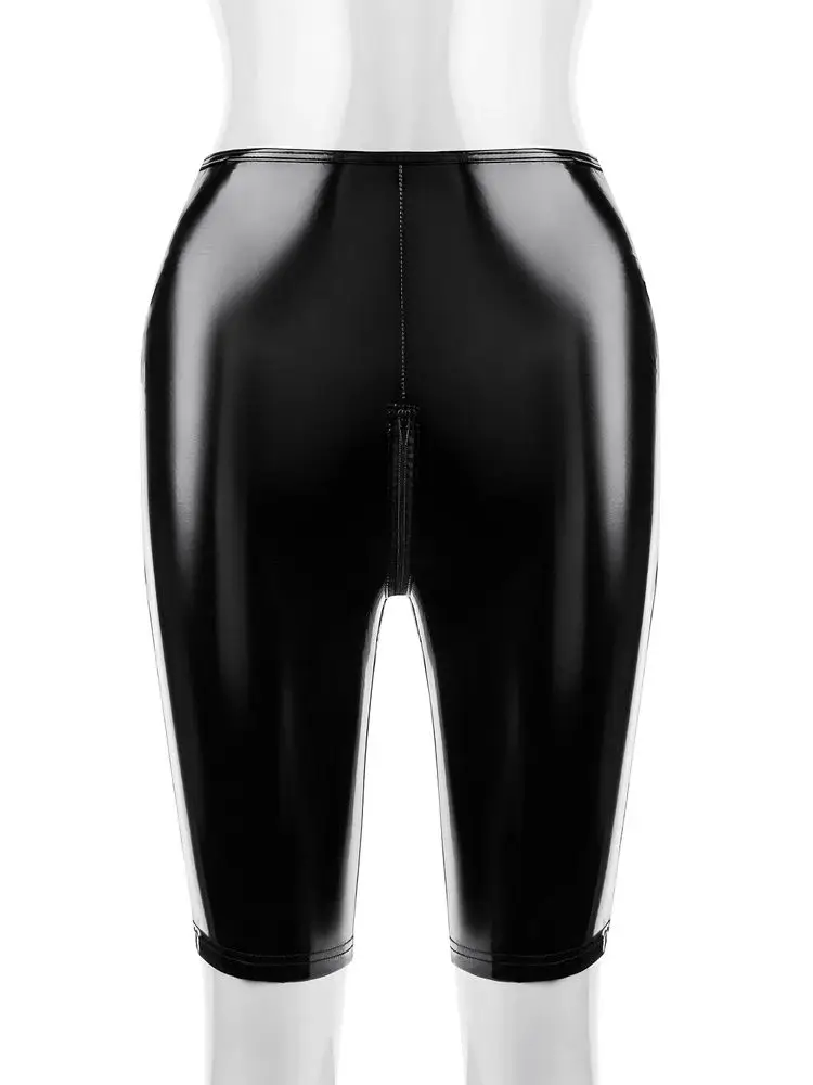 S-4XL pantaloncini in PVC effetto bagnato lucido finta pelle PU cerniera cavallo pantaloni corti caldi bermuda collant Sexy tronchi Pantalon Corto