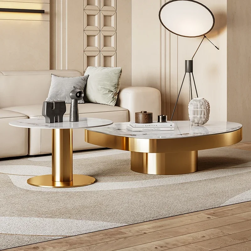 Rocky plate coffee table villa living room household stainless steel creative modern simple design sense of coffee table