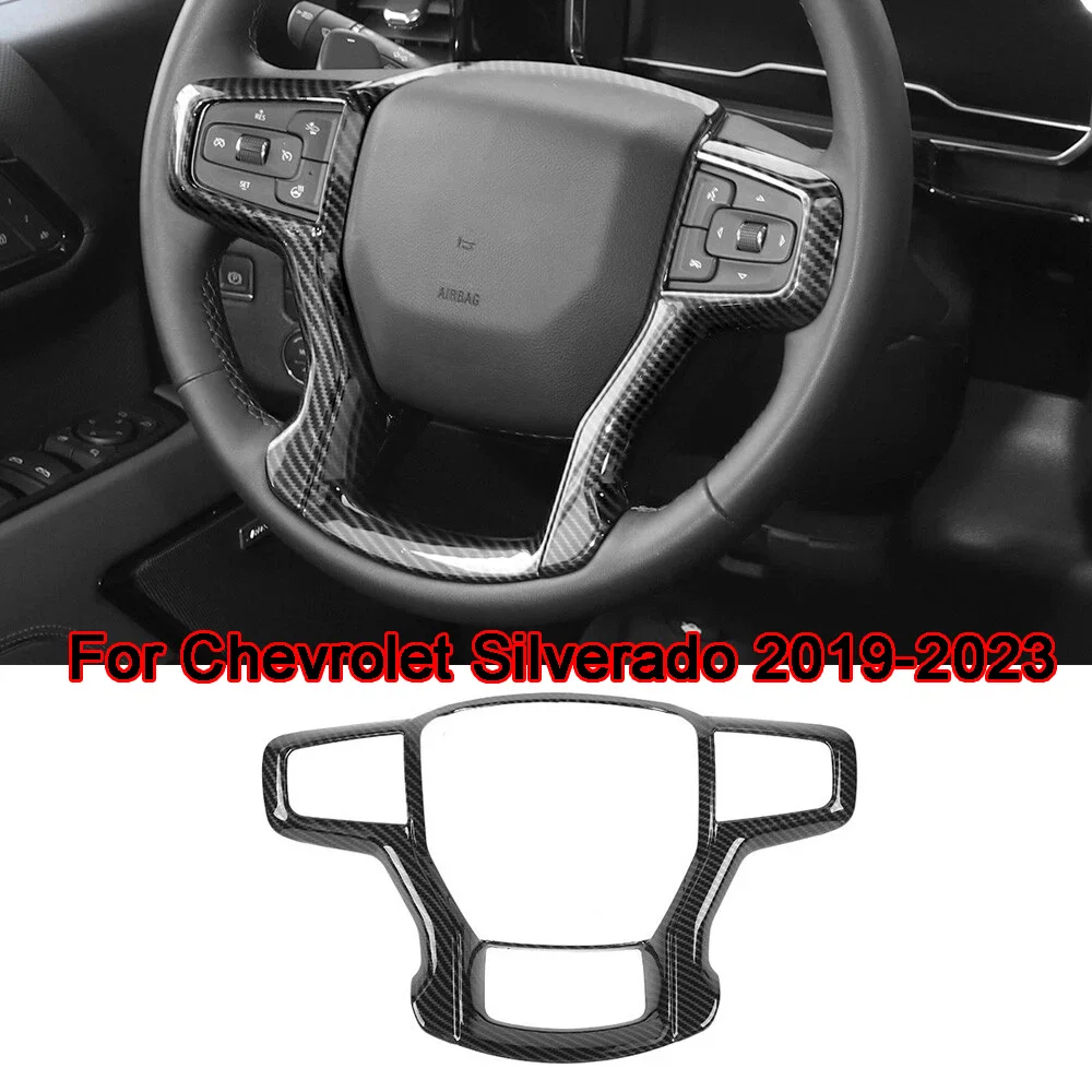 

Car ABS Carbon Fiber Steering Wheel Decorative Cover For Chevrolet Silverado 1500 2019+/Suburban 2020+/Tahoe 2021+ Accessories