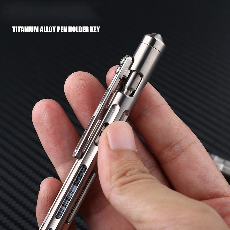 TC4 Titanium Alloy Push-type Student Pencil Automatic Pencil Signature Pen Bolt Pen Self-Defense Tungsten Break Windows Pen Gift