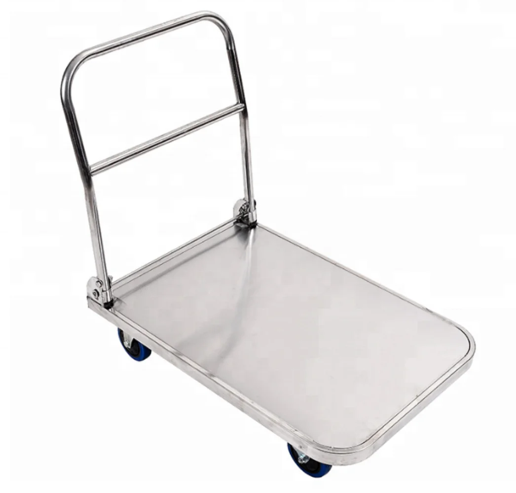 Extra-Heavy-Duty Stainless Steel 304 Folding Flat Trolley 1.0mm Thickness 400kg Load Capacity Food-Grade Powder Coating
